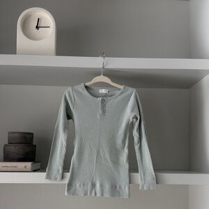 Jamie Kay Ribbed Henley Long-Sleeve Top in Sage